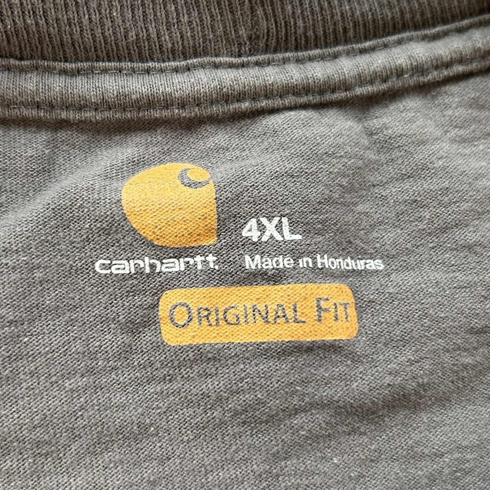 Carhartt Shirt Mens 4XL Grey Original Fit Heavyweight Cotton Pocket‎ T-shirt Big - Picture 3 of 8